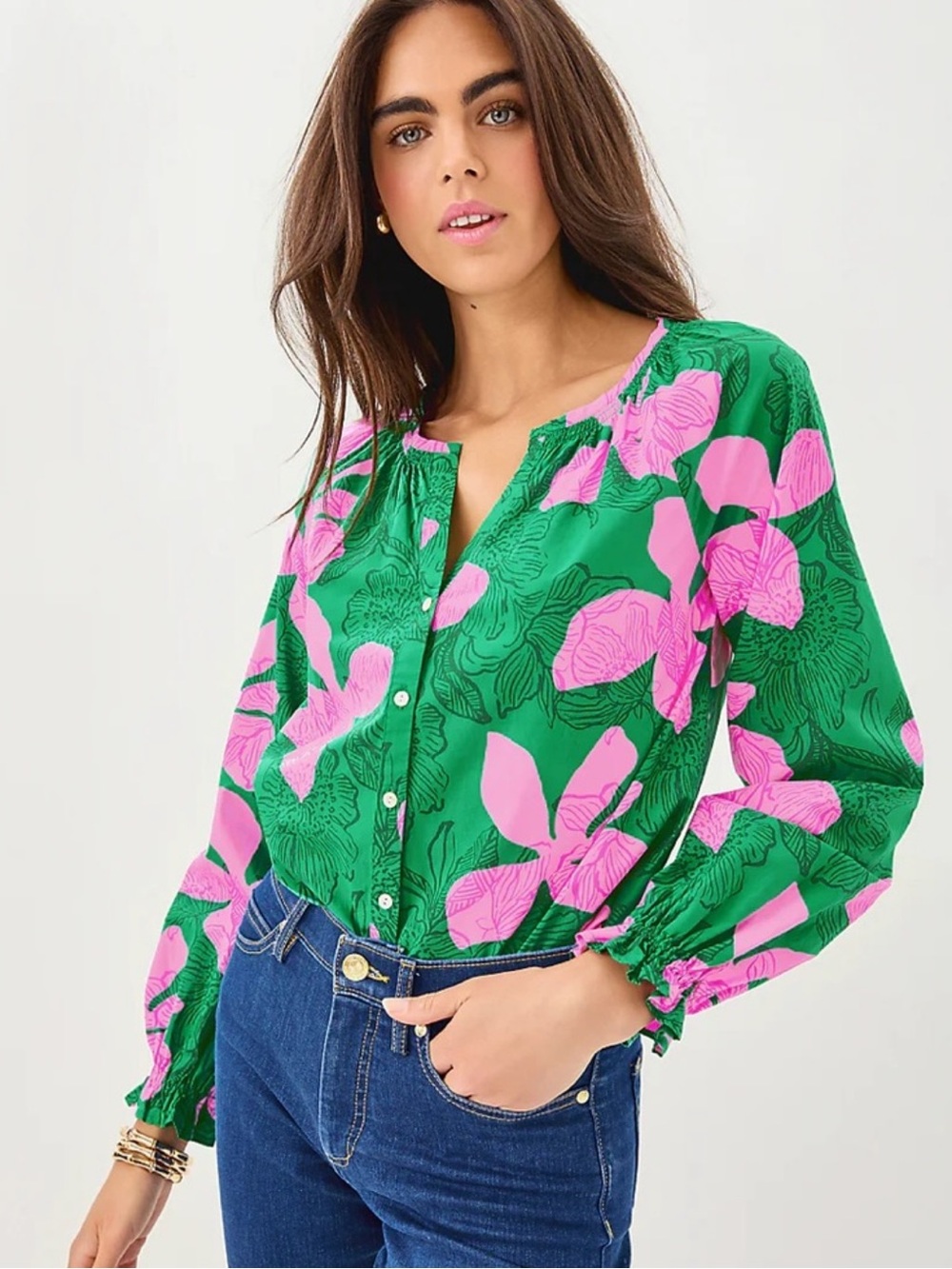 NEW LILLY PULITZER aldina sunset shadows top in kitts green NWT. Sk22